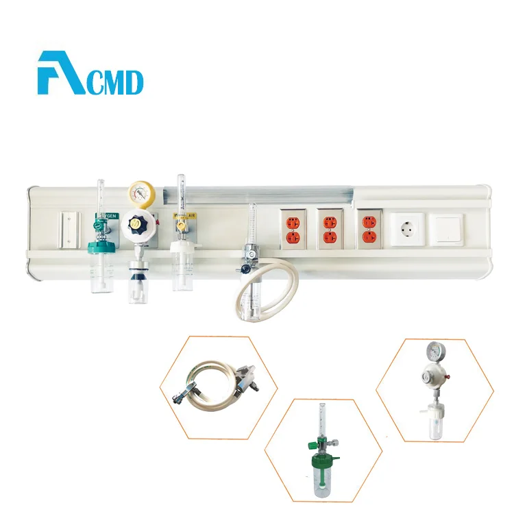 Surface Mounted Console Hospital Bed Head Medical Gas Terminal With Electronic Sockets Rail System Bed Head Unit