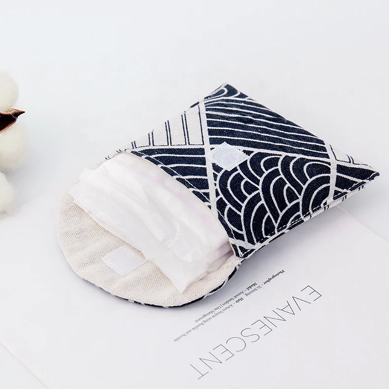 
Hot sale cotton outdoor convenient cute washable canvas sanitary pads napkin package storage bag 