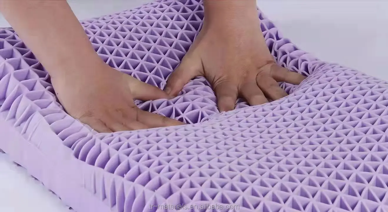 
3d gel honeycomb pillow with good air circulation tpe Washable pillow Thermo plastic Elastomer Purple Pillow 