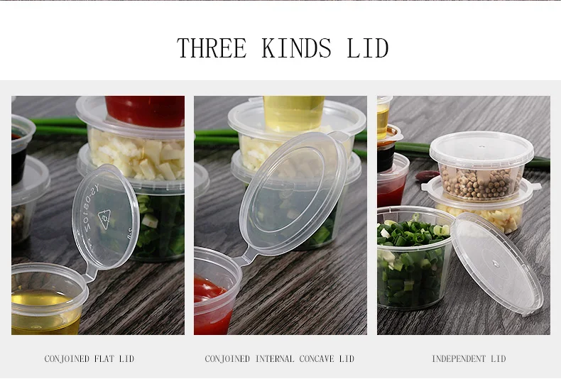 2oz clear disposable plastic chili patse sauce cup pp sauce containers with lids