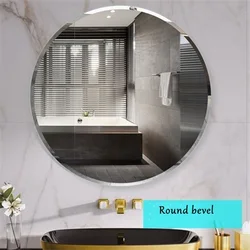 Modern Simple Oval Round Bevel No Drilling Wall Stick make up Mirrors for Home Hotel Cafes