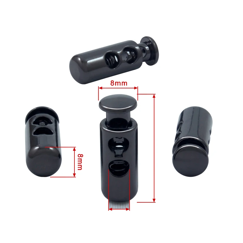 Customize zinc alloy gold cord stopper ball shape black metal spring buckle lock 3mm rope end cap with hook