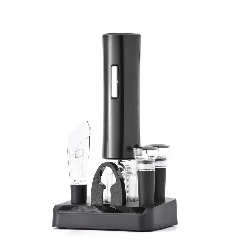 Manufacturer Battery-Powered Electric Wine Bottle Opener Gift Set, Contains Foil Cutter, Vacuum Pump Stopper, Aerator Pourer