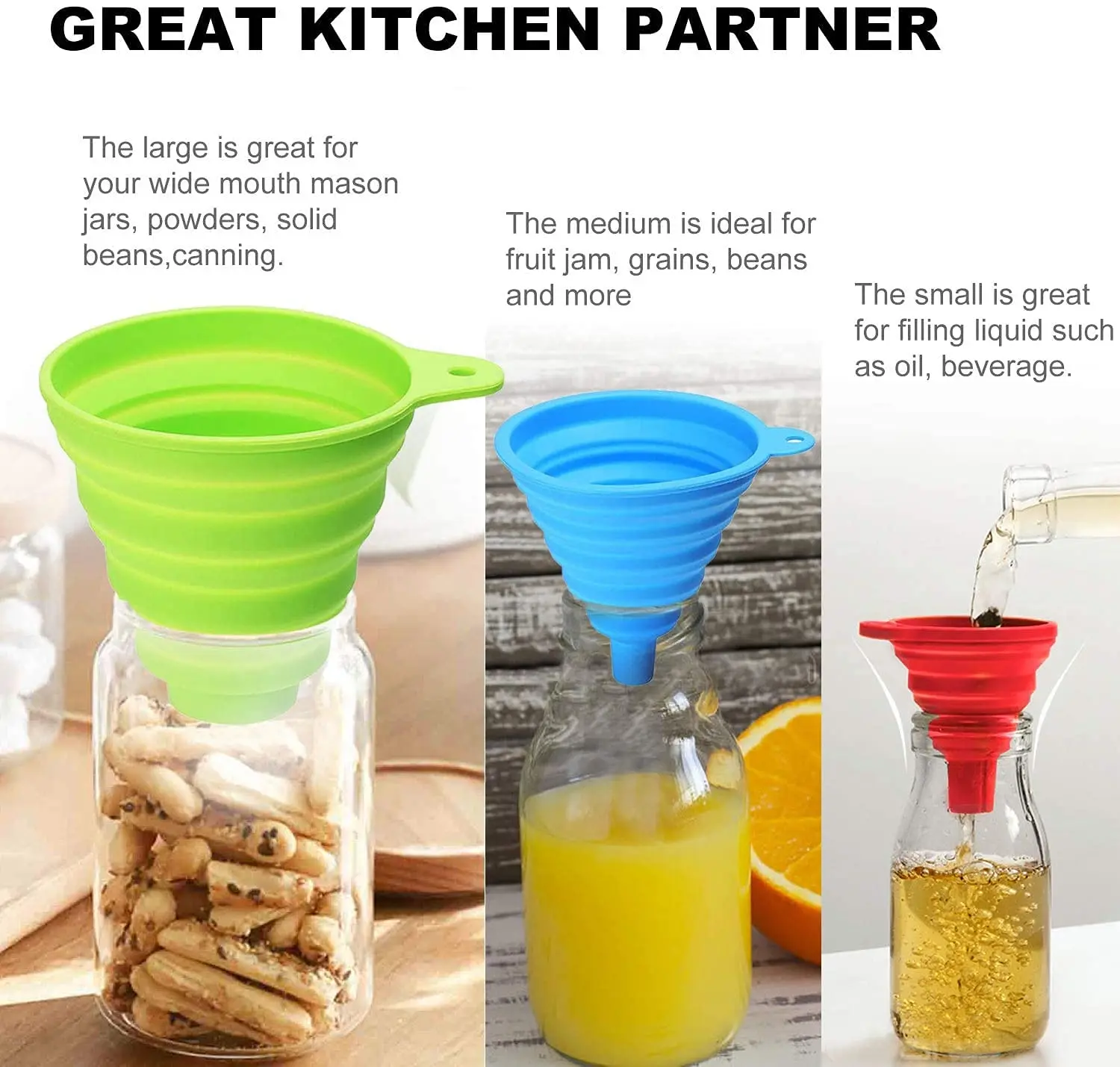 BPA Бесплатная Пищевая силиконовая маленькая Складная Питьевая Мини-складная воронка