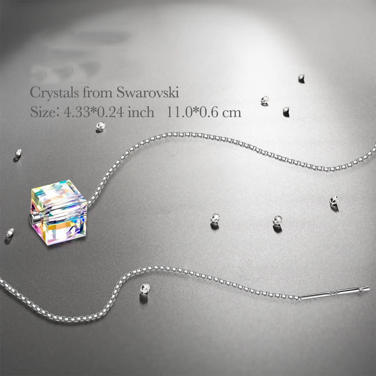 
Hermosa Austria Crystals Earrings Cube Square Dangle Earrings 925 Sterling silver Earrings for Women Jewelry 