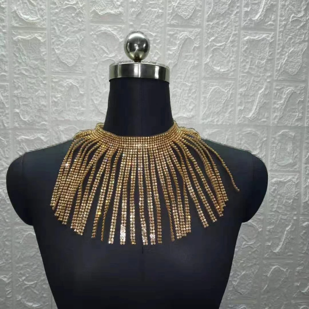 
China Manufacturing Cheap Silver Multi Mix Chain Choker Necklace Women Jewelry With Metal Fringes 