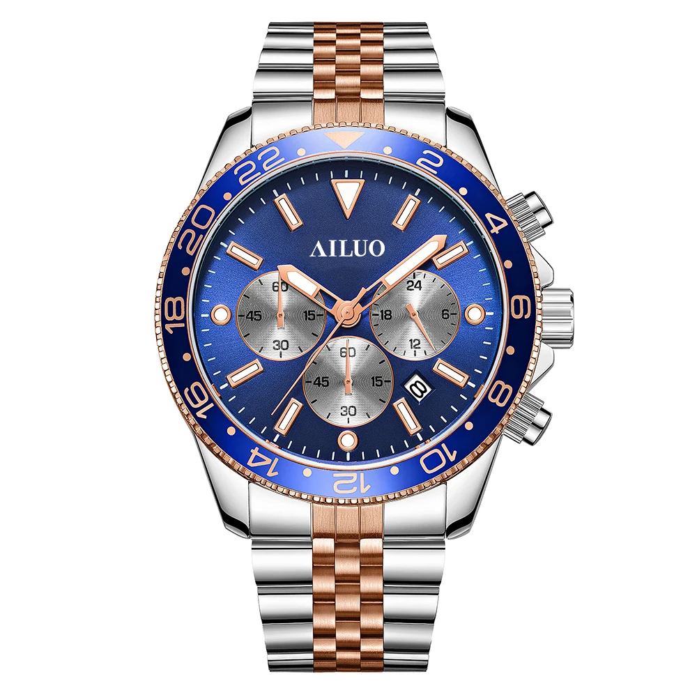 Wholesale Popular Business quartz Wrist Watches Waterproof Quartz 3 Time Zone Luxury men Quartz Watch