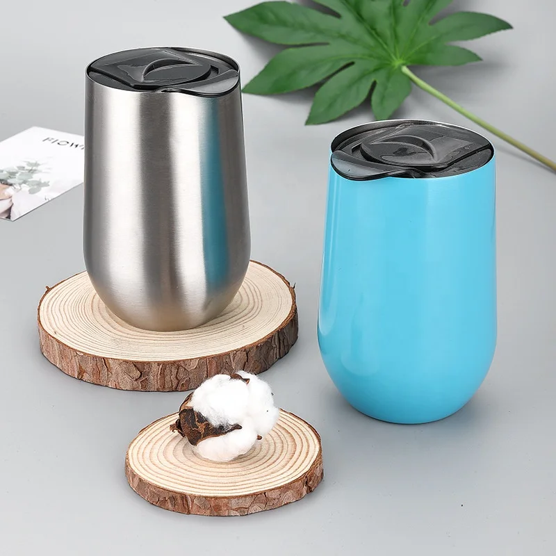 16oz Stainless Steel Double Wall Insulated Wine Tumblers Glasses with Lid Stainless Steel Reusable Coffee Cup