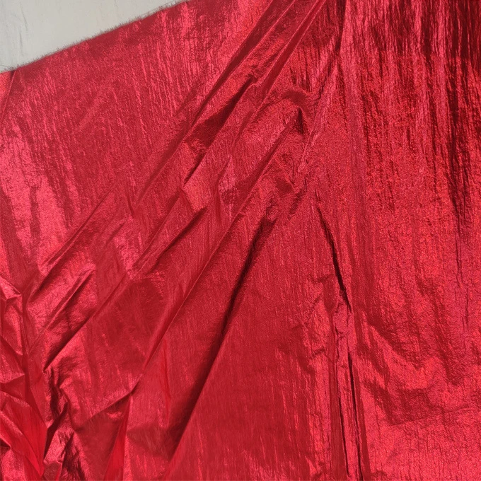 20D nylon 380T wrinkle taffeta golden bronzed PU silver shiny coating glossy fabric waterproof for down jacket &coat bag cloth