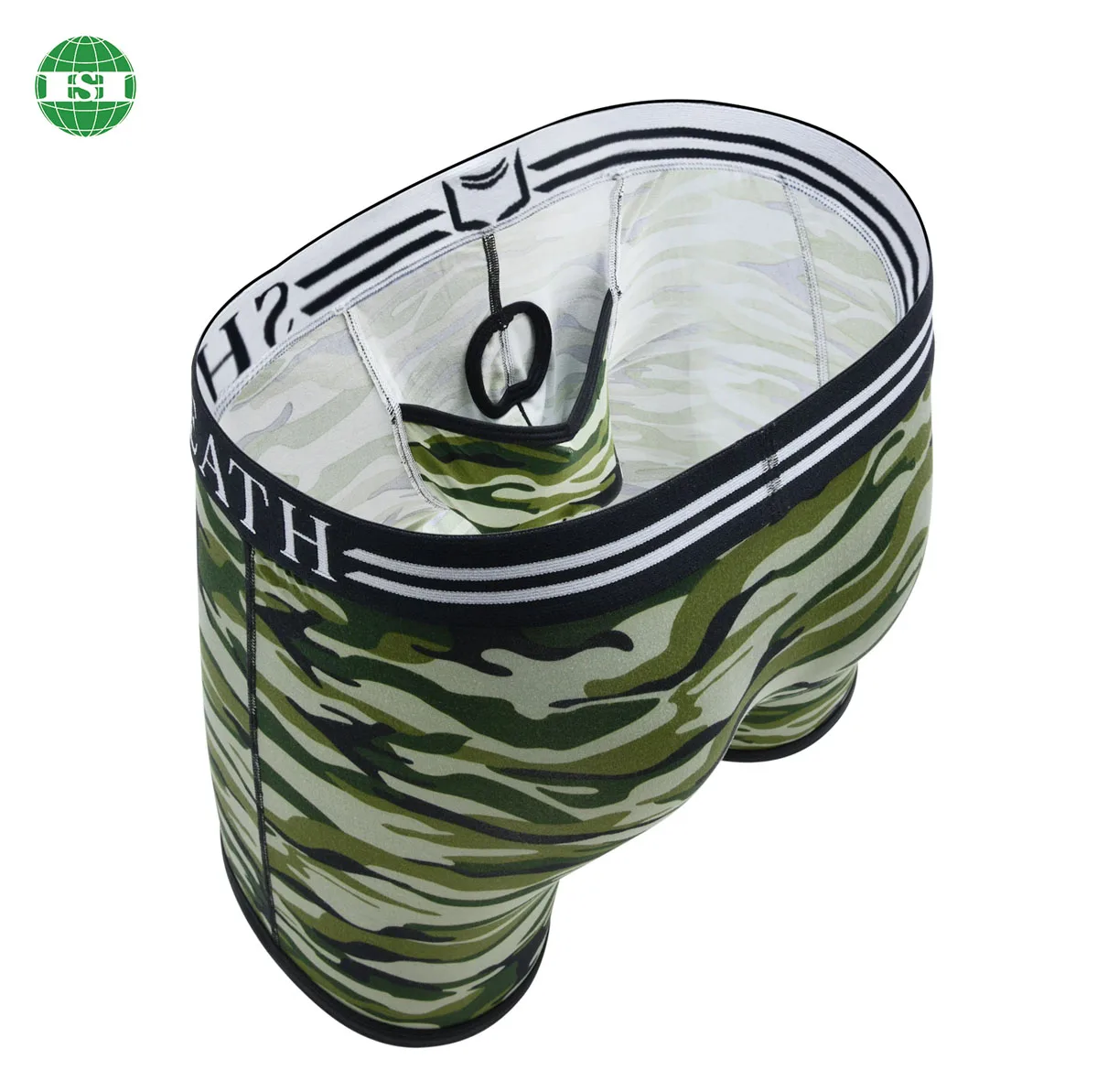Custom design mens underwear boxer briefs three layers pouch ball holding layer and open