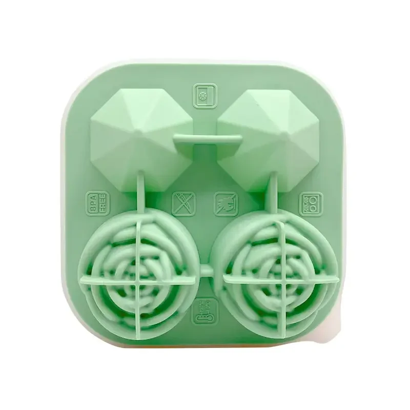 2 Cavity Silicone Rose & 2 Diamond Ice Ball Maker Ice Cube Mold for Cocktails Whiskey