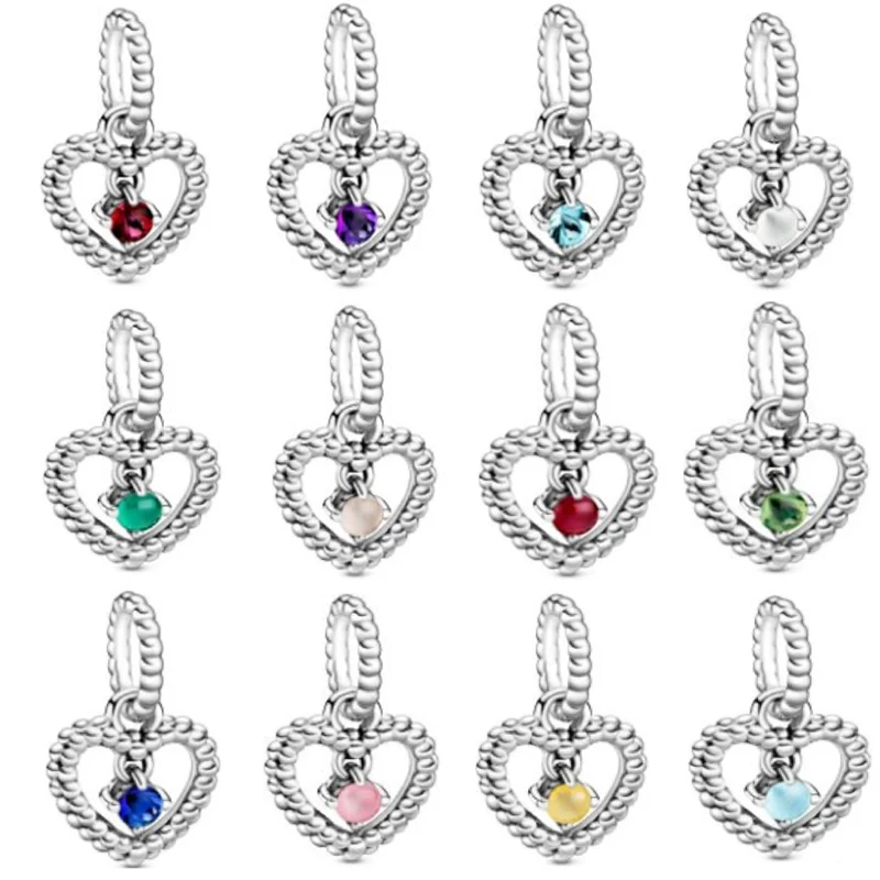 
100% 925 Sterling Silver 12 months Charms for Original beaded bracelet & necklace mens women DIY jewelry Gift 