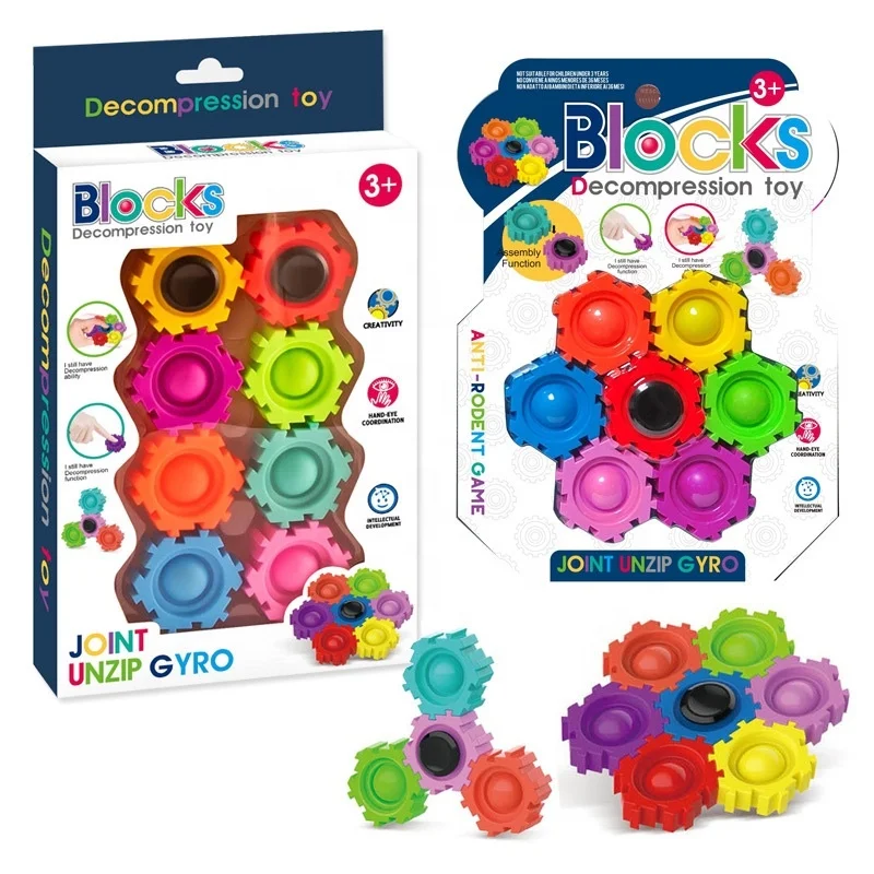 2022 Hot Selling Decompression Children Stress Relief Toys Colorfully Fingertip Gyroscope Pop Spin Blocks Fidget Toy
