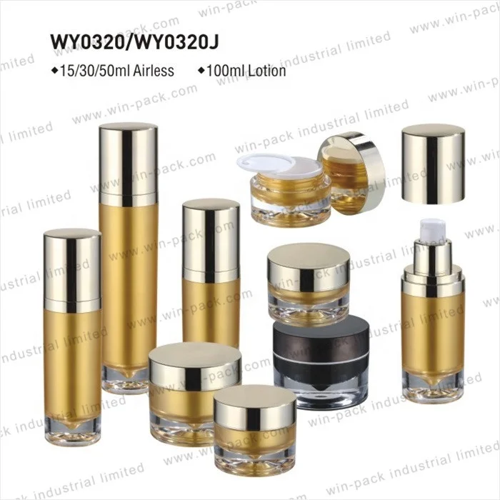 30ml 50ml 100ml 120ml cosmetic luxury round plastic acrylic elegant airless pump lotion bottle set and cream jar