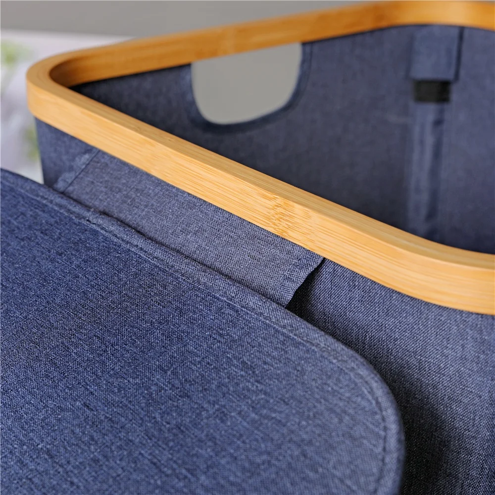 Foldable Laundry Hamper Oxford Dirty Clothes Bamboo Collapsible Basket Laundry for Hotel