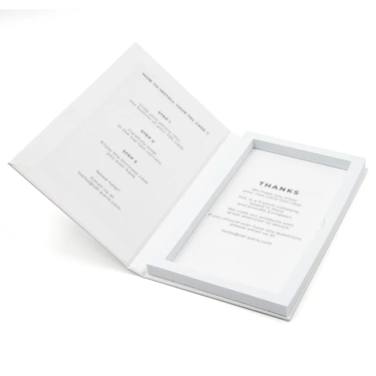 Китайский поставщик, оптовая продажа, чехол для мобильного телефона, индивидуальная печать, упаковка, белая универсальная бумажная коробка для iPhone, упаковка в виде книжки