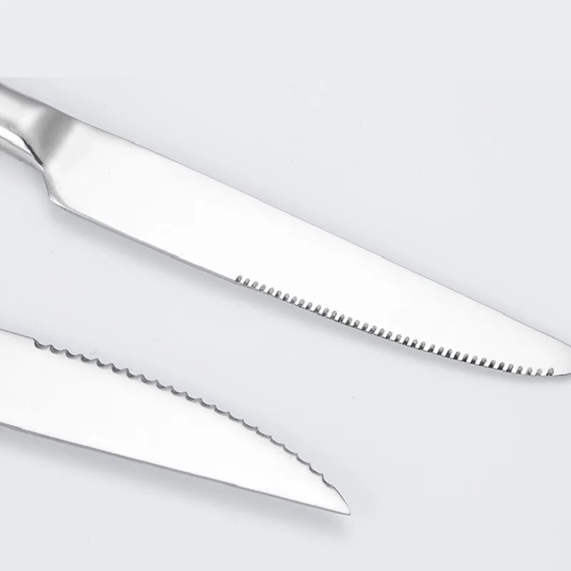 Customizable Western Metal Knife Fork Spoon Set Thick Hotel Stainless Steel 18/10 Korean Flatware Silver Plated Cutlery Set