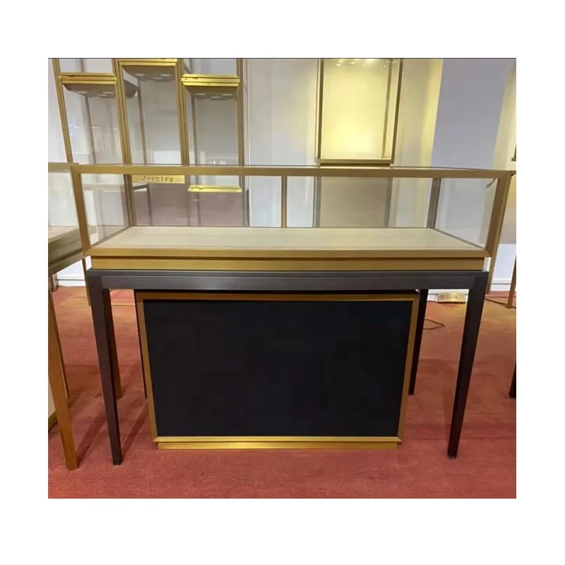 Wholesale Antique Gold Black Glass Jewelry Showcases ,Jewelry Display Glass Showcase , One Stop Shop Fittings Solution