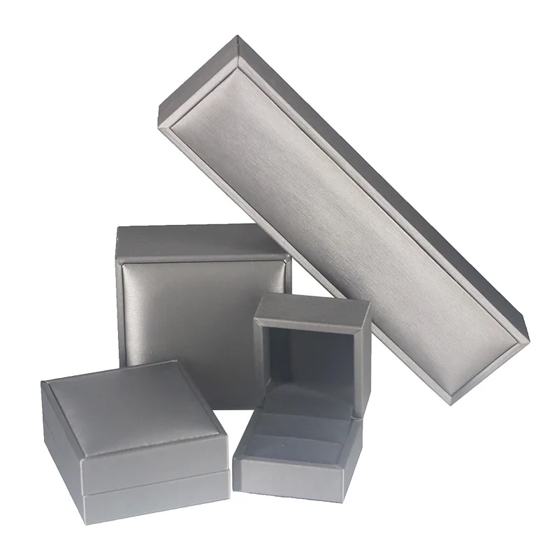 Custom Luxury Silver PU Leather With Logo Elegant Jewelry Set Box