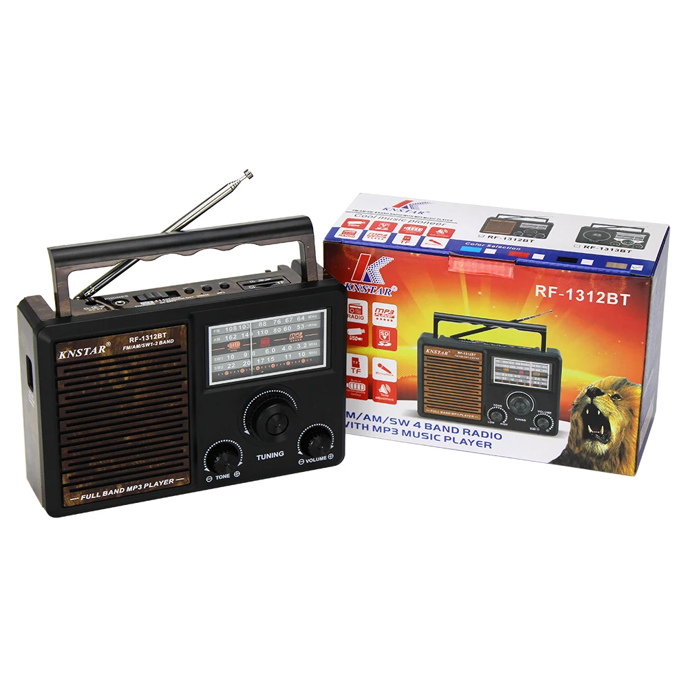 FM AM SW 4 Band radio with MP3  music player  220VAC charge wireless radio speaker  RF-1312BT