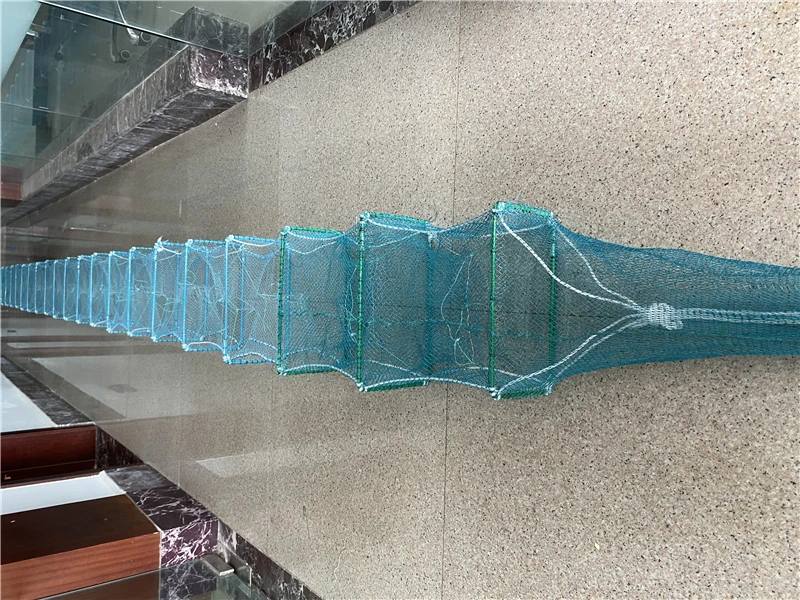 steel wire crab trap   frame  20*36 CM  26  sections  hot sell fishing trap fyke  net long fishing trap