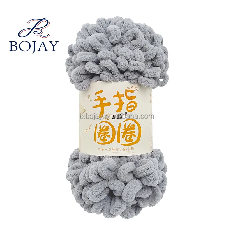 Bojay 2022 New Arrival,  100% Polyester Chenille Yarn with Various Colors, Chunky Fine Finger Loop Yarn for Hand Knitting
