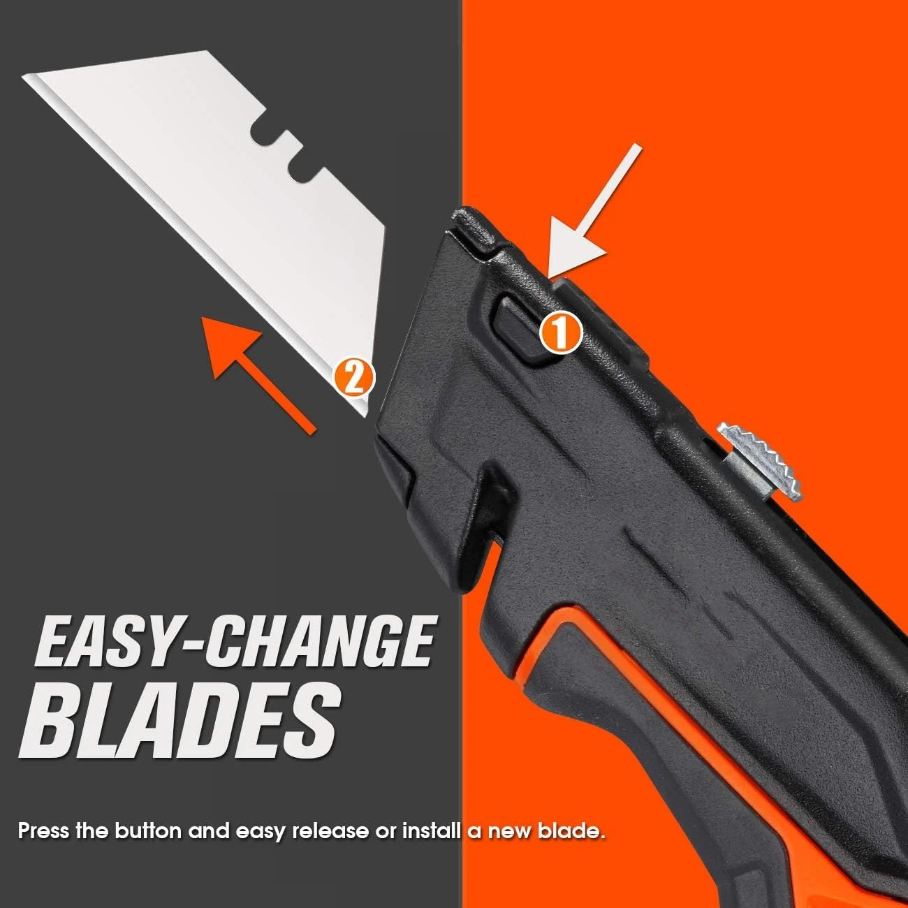 2 Pack Folding Utility Knife Set EDC Box Cutter with Safety Axis Lock Belt Clip Quick-change Blade Mechanism