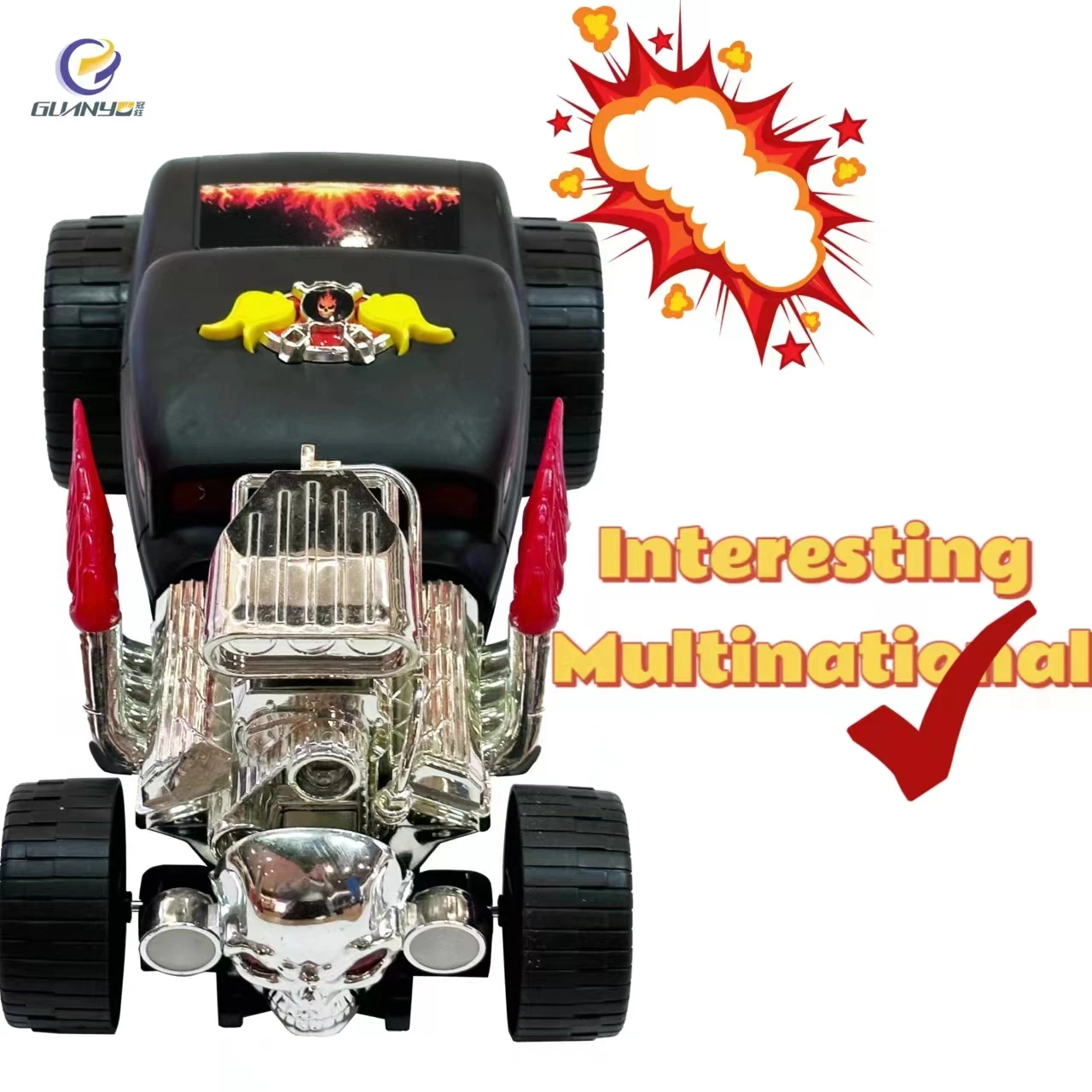 Wholesale Price Hot Sale Electric Simulated Ghost Head Vibration Toy Car Fun Cool With Light Music Effects Gift For Kids