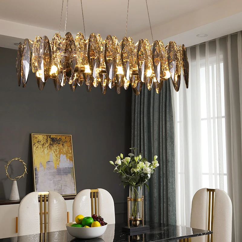 Contemporary Indoor Golden Modern Decorative Hotel Villa Indoor Luxury Crystal LED Chandelier Pendant Light