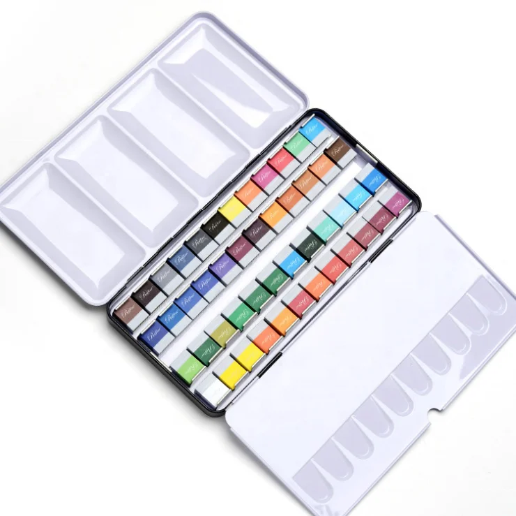 
48 color pastel rainbow watercolor paint vivia colors set 