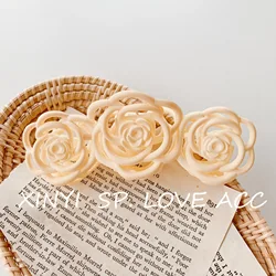 Rose Flower Pure Color Matte Plastic Retro Hair Clip Claw for Women Hair Decorations