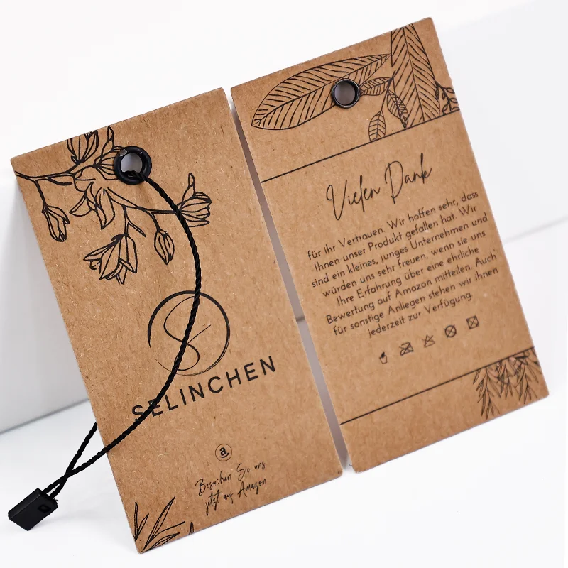 Customized Luxury Kraft hang tags with your logo colorful clothing tags for clothing shower security label hang tag