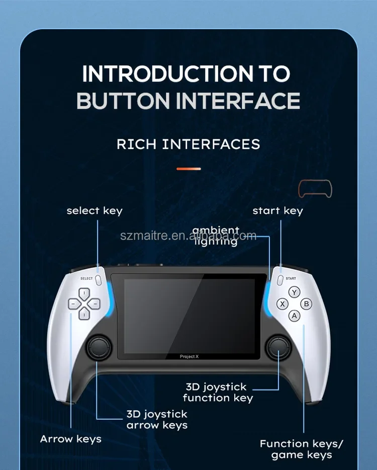 Newest Model Portable Project X 4.3 Inch Color Large Screen Handheld Game Console with Double 3D Rocker Player Video Games