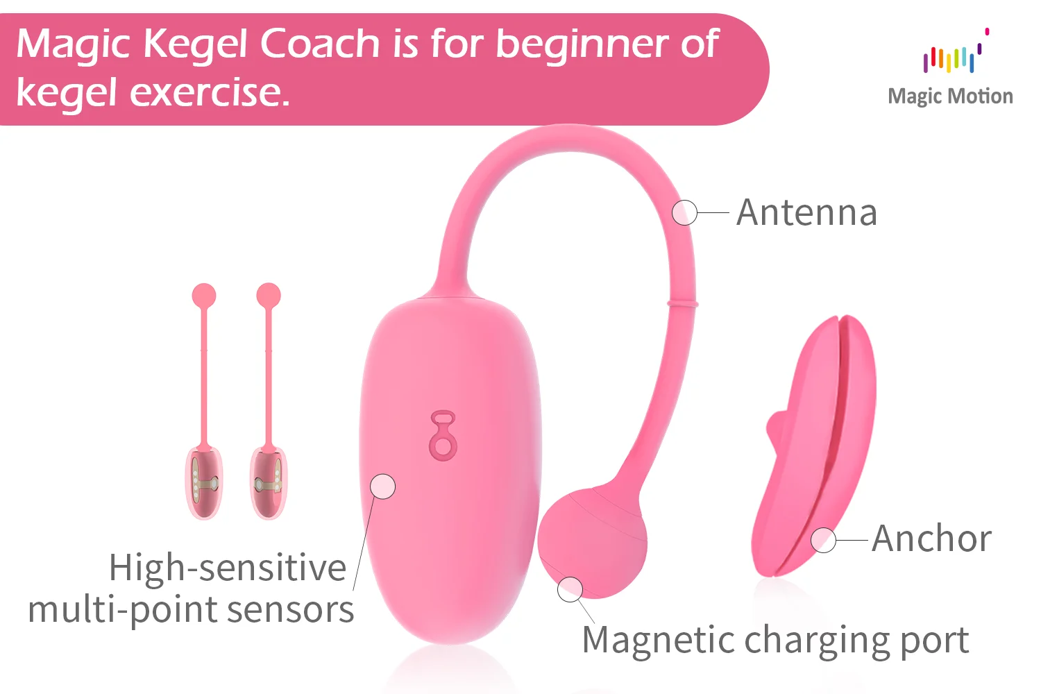 Sex Toy Can Be Used with APP Magic Motion or without APP Voice Coach Trace The Training History Kegel Ball Body Wireless Pink