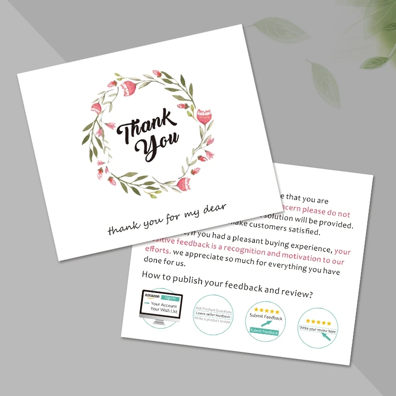 Custom color printing greeting note card thank you cards with own logo
