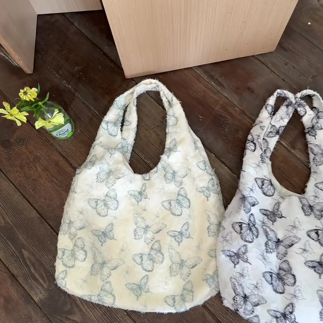 New lazy style canvas bag lace butterfly student vest bag  large capacity single shoulder bag