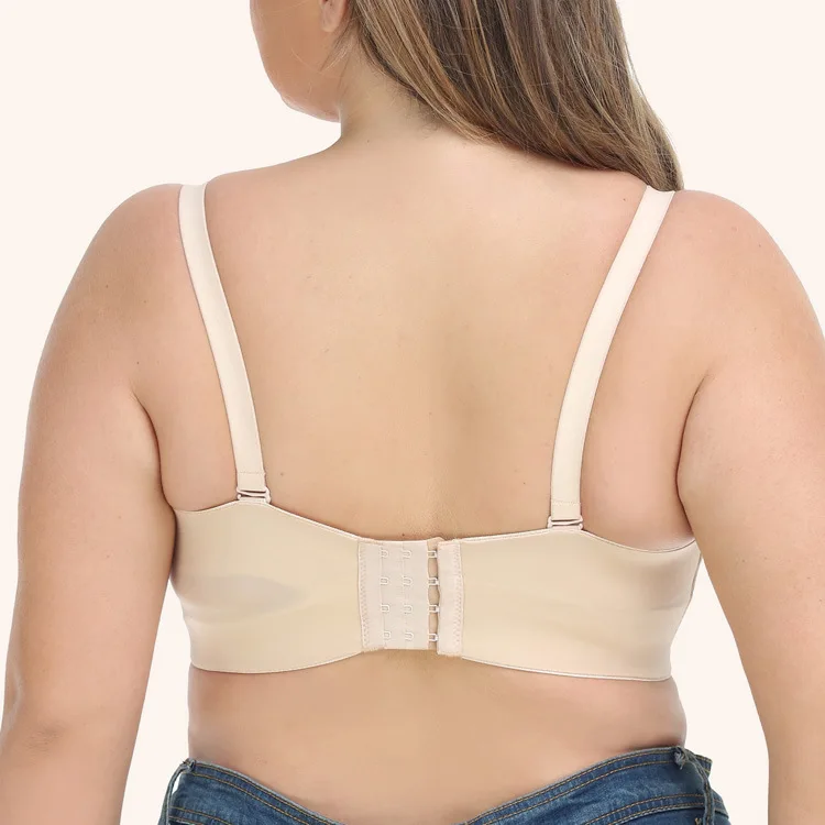 34 36 38 40 42 44 46 BCDEFG Cup Underwire No Sponge Strapless for Women Non-Slip Bra Tube Top Bra Smooth Plus Size for Wedding