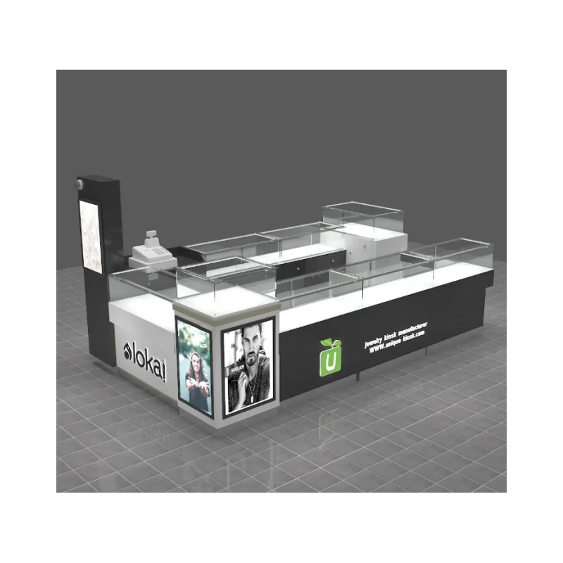 design shopping cash stainless steel retail checkout mall kiosk  showcase jewelry cabinets counter display racks