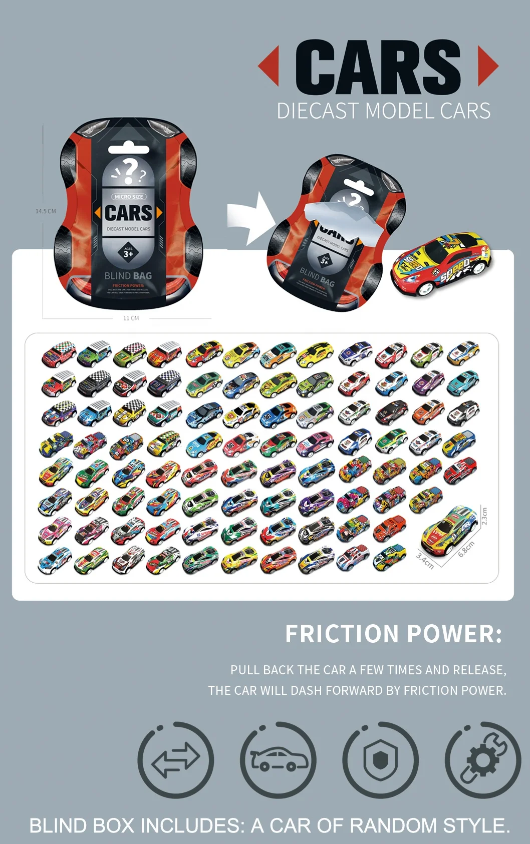 HUADA 2023 Unique Design New Arrival Alloy Pull Back Car Mini Metal Diecast Cars For Children