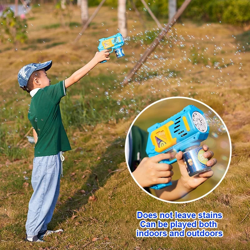 Light-up Electric Bubble Machine Outdoor Games Shooting Guns With 100 Ml Soap Water 10 Holes Automatic Bubble Gun For Kids