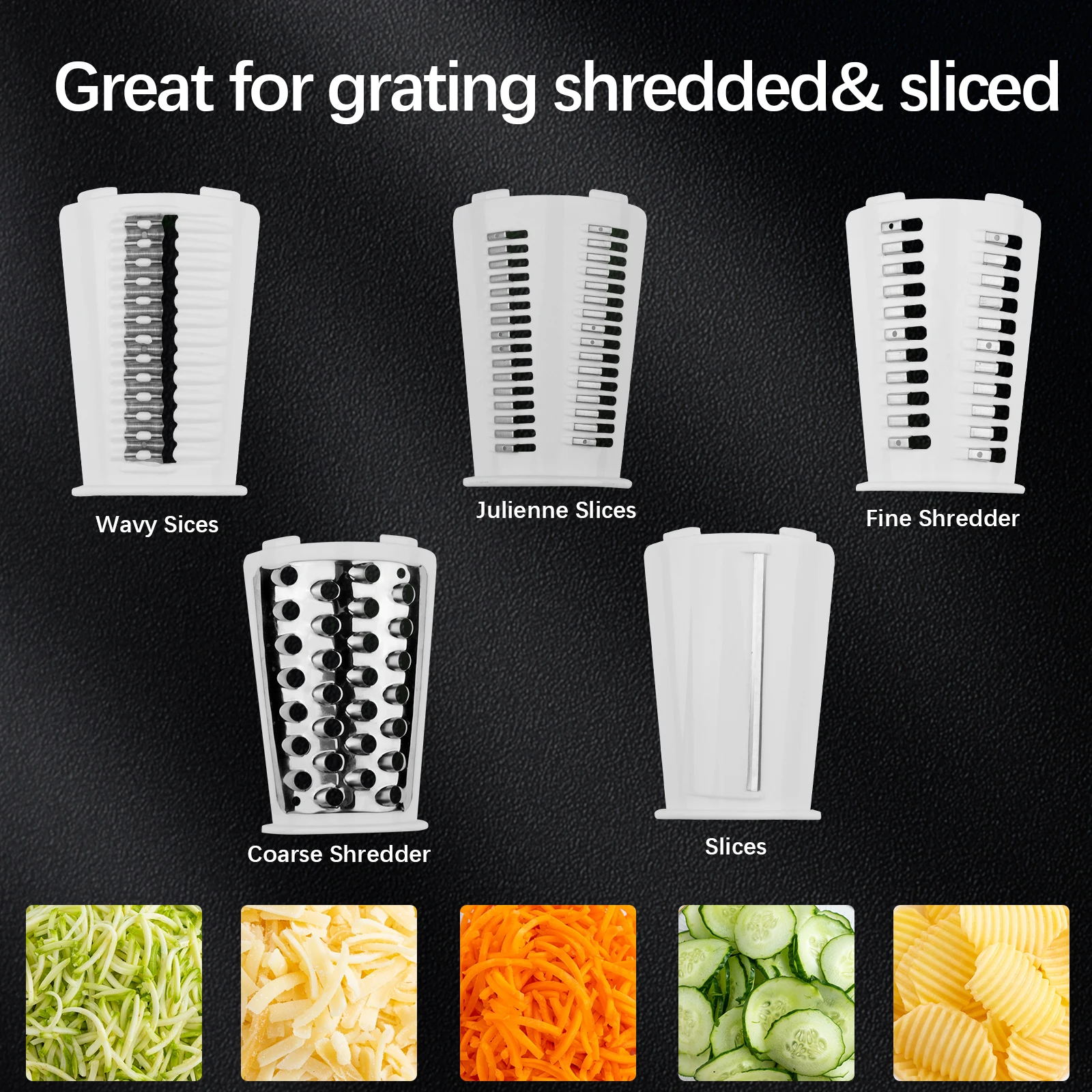 Rotary Drum Grater With 3 Stainless Steel Blades Tabletop Drum Grater Set Vegetable Fruit Rotary Cheese Grater With Container