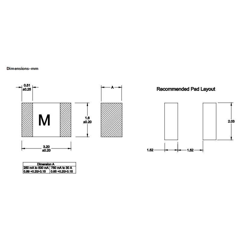 32Vdc 48Vdc 25A 30A 1206 And 3216 SMD Fuse CC12H Series Bussmann Time Delay Chip Surface Mount