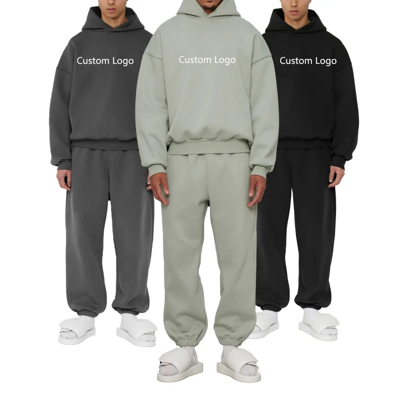 2024 Custom Unisex Fleece Hoodies 2 Two Piece Jogger Sweat Pants Set Women Mens Sweatpants And Hoodie Set Sweater For Men