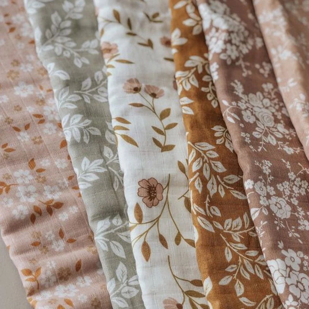 Organic Cotton Infant Wrap Newborn Soft Bamboo Cotton Baby Bedding Muslin Swaddle Blanket Set baby crib bedding set