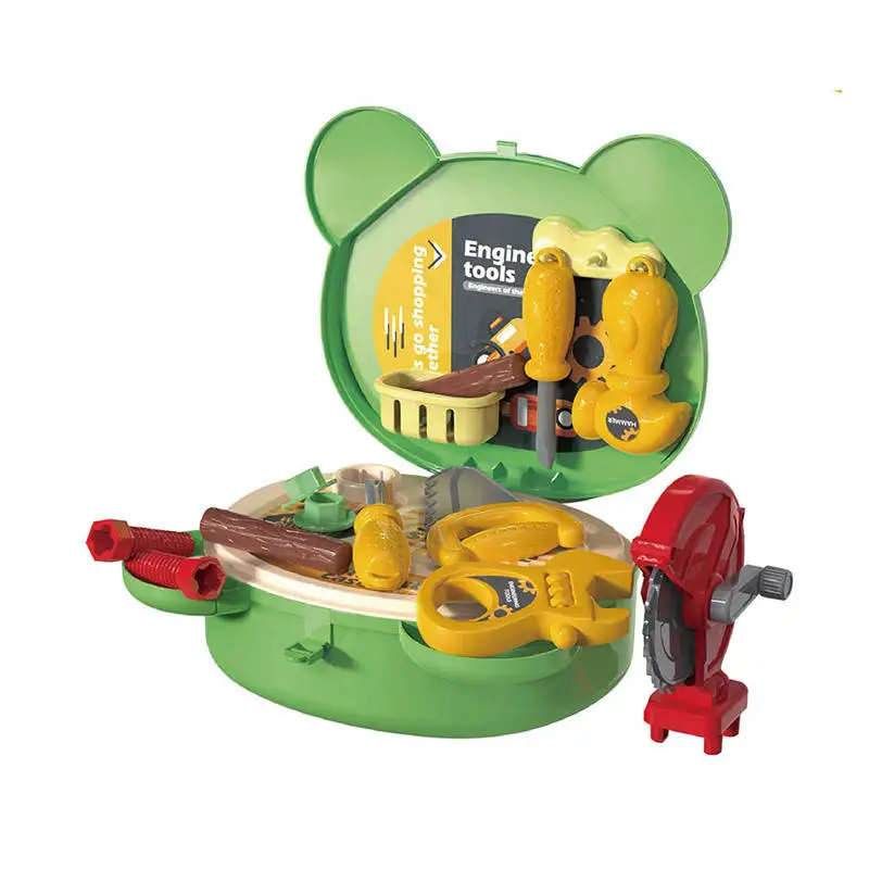 18PCS Kids Plastic Bear Single shoulder bag with Toy Tool Pretend Play Set