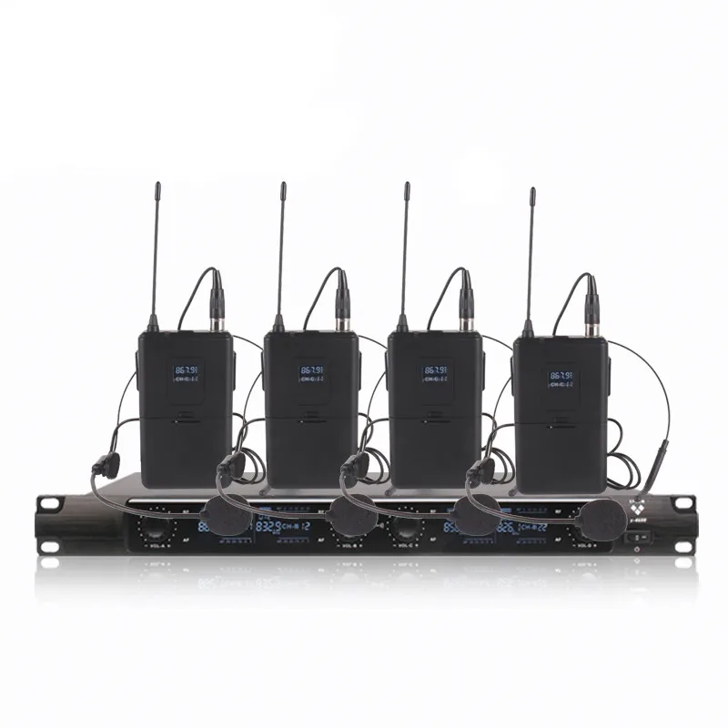 EPXCM/X-4600  ODM/OEM Professional 4 channel  handheld wireless moving coil microphone For Church  Home  Karaoke  Meeting
