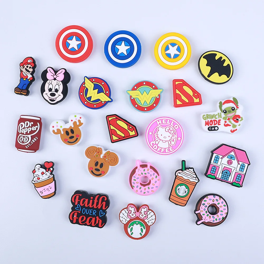 14mm 15mm 19mm 20mm 22mm Cartoon Character Anime Soft Silicone Rubber Teether Beads Mix for Pen Jewelry Pacifier Clip Making