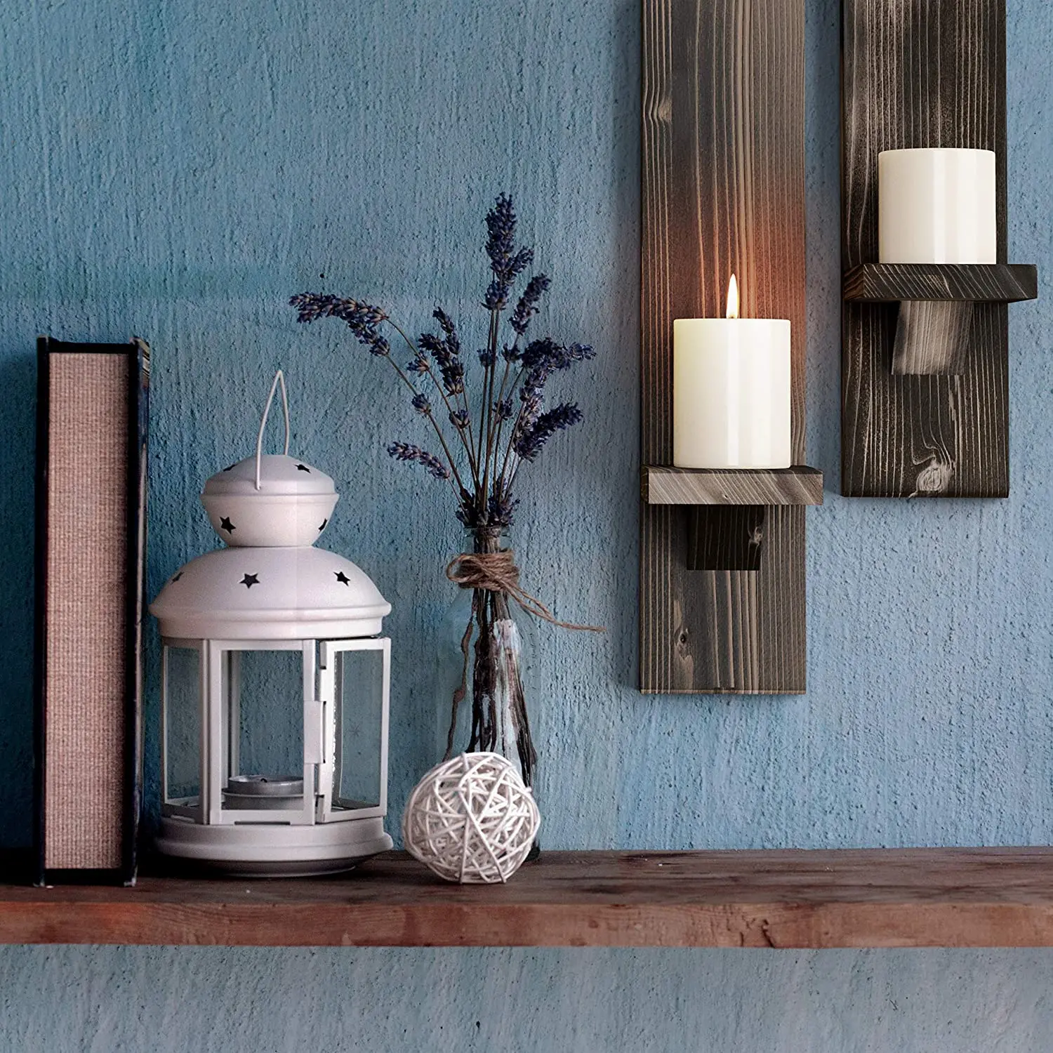 Wallmounted Rustic Pillar Candle Sconce  Wooden Candle Holders