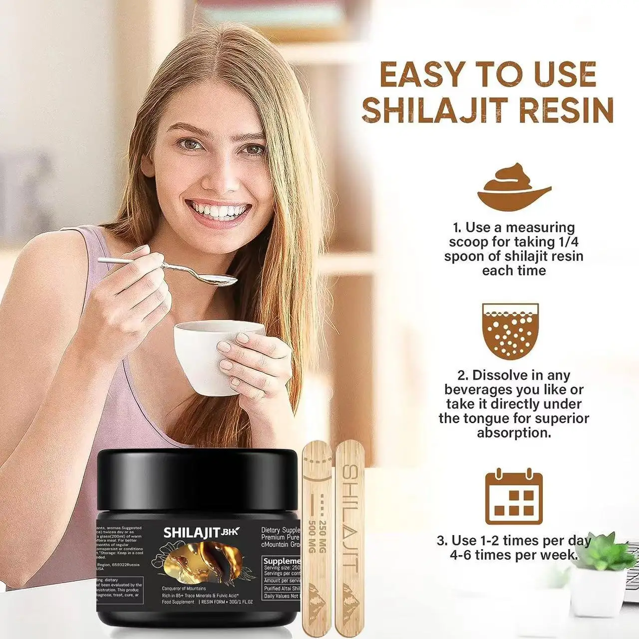 Shilajit Resin with Fulvic Acid Trace Minerals Original Pure Shilajit gel with 85+ Humic Acid Supplement Gel