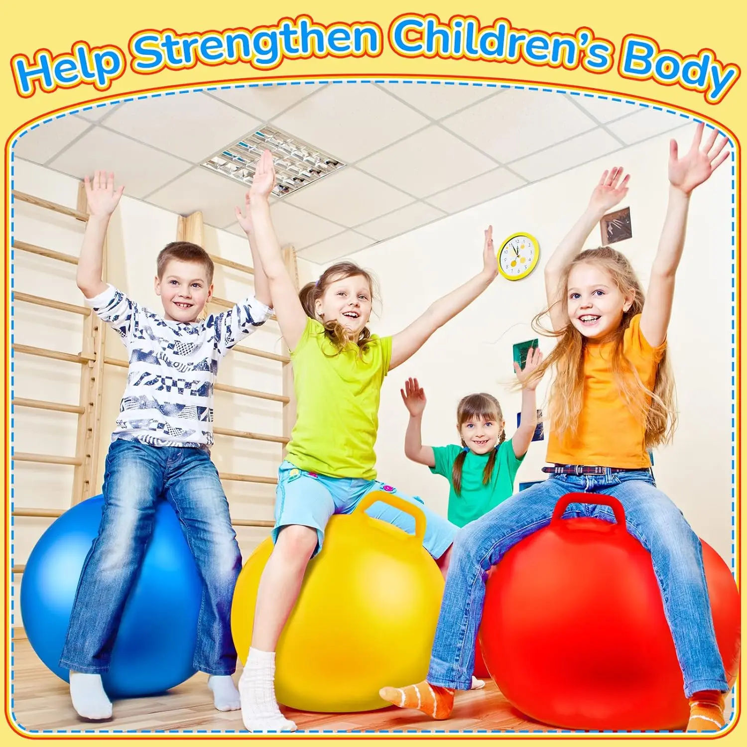 Hopper Ball 18 Inch Outdoor Bouncy Balls with Handles and Air Pump Jumping Hopping Ball for Sports School Games Exercise Factory